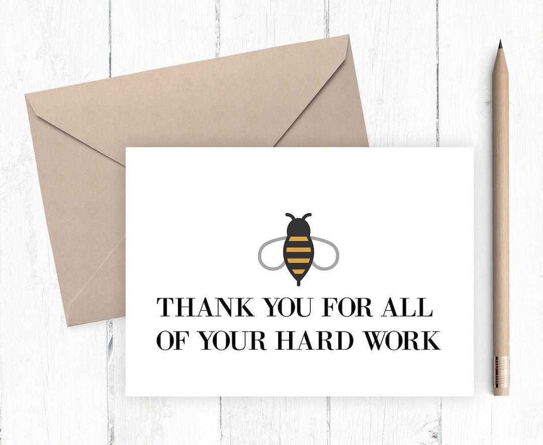 Thank You for All of Your Hard Work, Employee Thank You Card, Boss, Co ...
