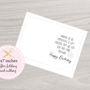Funny Happy Birthday Boss Card, Printable Only, Boss Birthday Card From ...