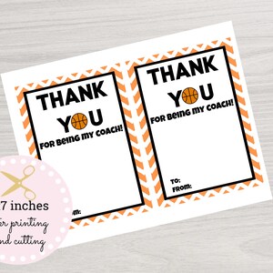 Basketball Coach Gift Card Printable Basketball Coach Gift - Etsy