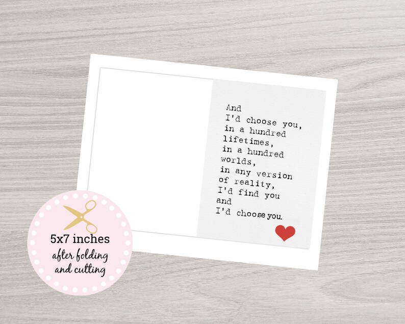 Romantic Love You Card, Printable Anniversary Card, Card, Card for Her ...