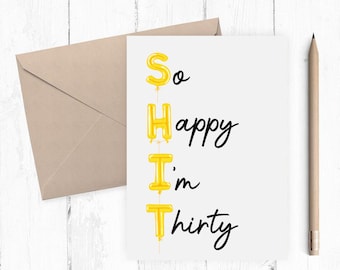 Funny 30th birthday card, Birthday 30 years old Printable Card, turning 30 birthday, funny birthday card, instant download PNG PDF 5x7