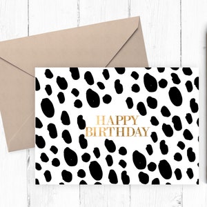 Druckbare Girly Happy Birthday Karte, schicke Happy Birthday Karte, sofortiger download PNG PDF 5x7