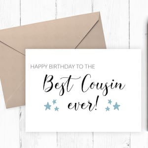Cartão de aniversário para primo, cartão de aniversário para primo para impressão, download instantâneo Cartão de aniversário para primo, 5x7 8X10 PDF