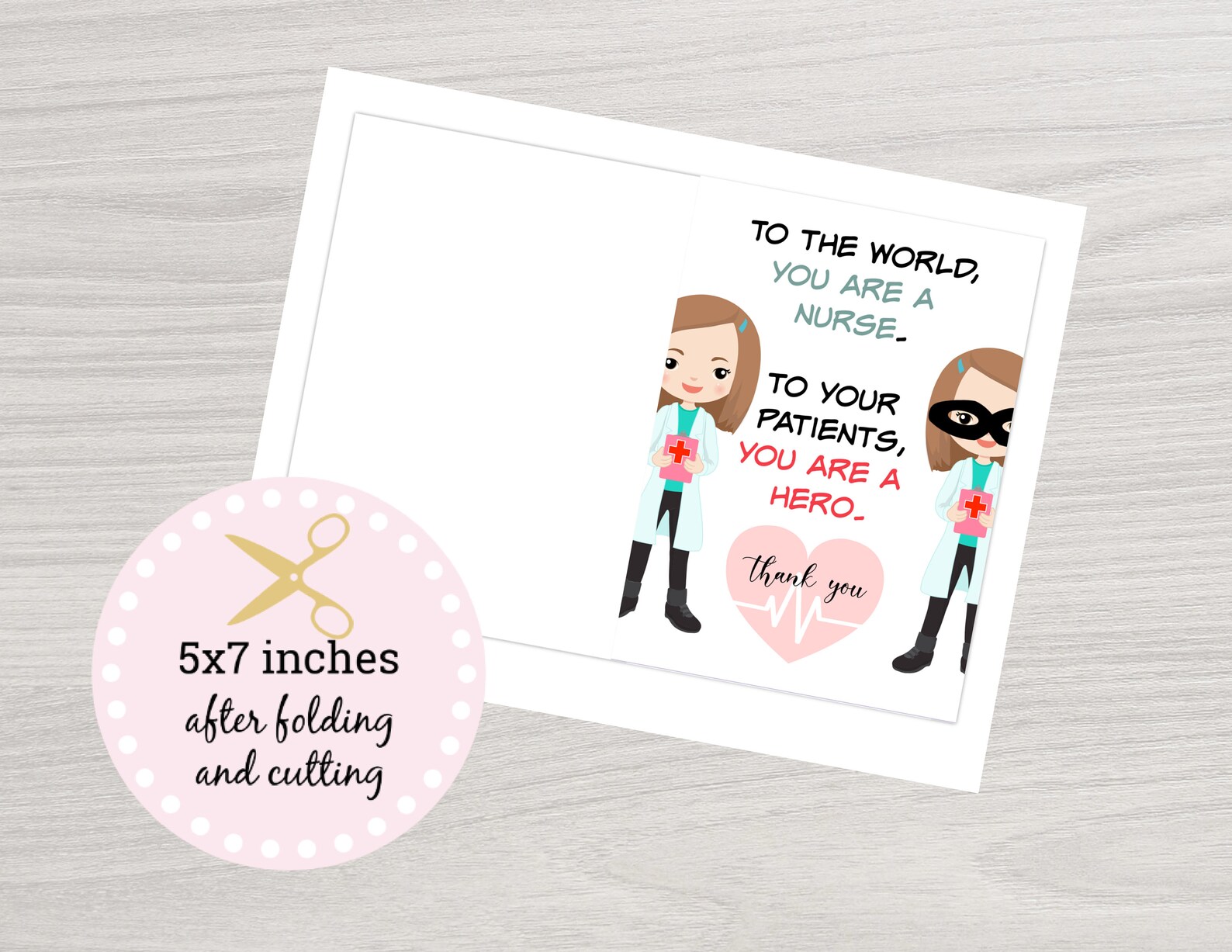 Thank You Card to Nurse Printable Thank You Nurse | Etsy