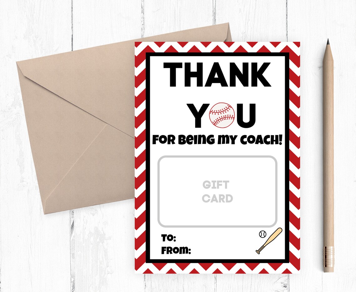 Baseball Coach Gift Card Printable Coach Gift Card Holder Etsy
