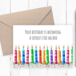 Funny birthday card, happy birthday card, Getting Older Birthday Card, Includes Printable Envelope Template PDF JPG 5x7