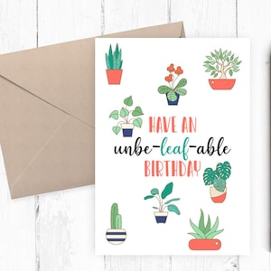 Carte d’anniversaire drôle de plante, carte imprimable d’anniversaire, carte d’anniversaire imprimable drôle, carte d’anniversaire drôle, téléchargement instantané PNG PDF 5x7