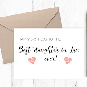 Buon compleanno alla nuora carta stampabile, biglietto d'auguri per il download istantaneo, biglietto per lei, biglietto per la nuora JPG PDF 5x7 8x10