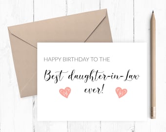 Happy Birthday to Daughter in law printable card, Instant Download birthday card, Card for her, Card for Daughter in Law JPG PDF 5x7 8x10