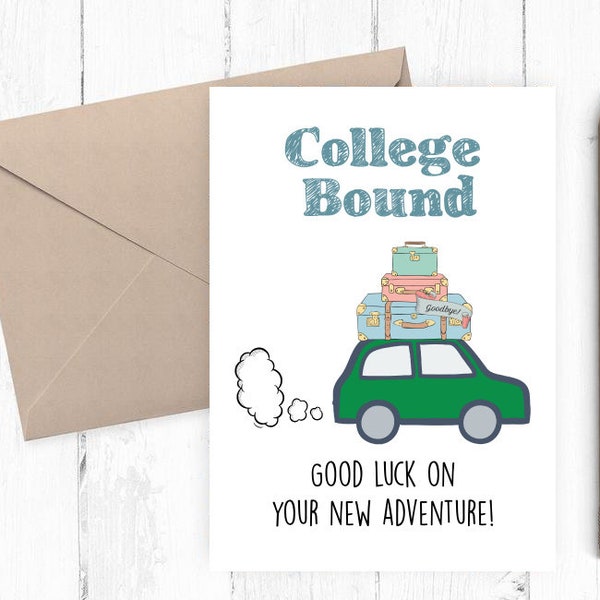 Going to College Card, Printable Graduation Card, College Bound Card,  Instant Download, Printable Congrats Card, 8x10 5x7 JPG PDF