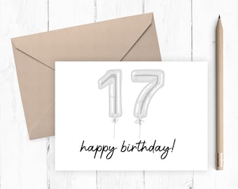 PRINTABLE 17th Birthday Card Birthday Card Printable Instant - Etsy