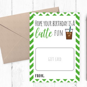 Starbucks Geburtstagsgeschenkkartenhalter. Lustige Geburtstagskarte, Instant Download PDF JPG 8x10 5x7
