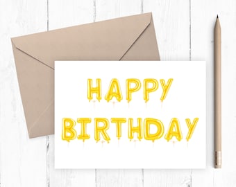 Printable Happy Birthday Card, Happy Birthday Card, Happy Birthday Gift, Instant Download, PDF JPG 5x7 8x10