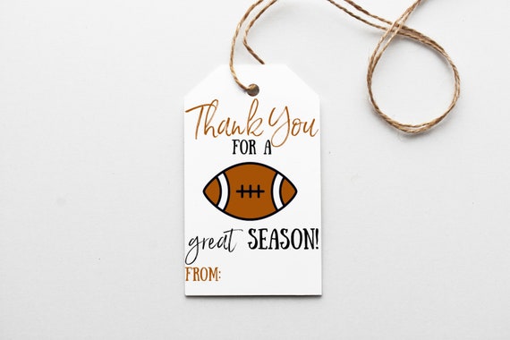 Football Printable Gift Tag, Thanks for a Great Season Favor Tag, End of Year, All Star, summer Tag Printable, Instant Download PDF JPG