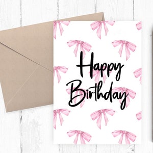 Printable Girly Happy Birthday Card, Chic Happy Birthday Card, instant download PNG PDF 5x7