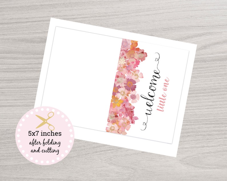 Printable Baby Shower Card Girl Baby Shower Card Etsy