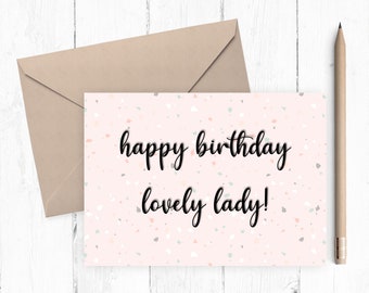 Printable Happy Birthday Card For Her, Girly Happy Birthday Card, instant download PNG PDF 5x7