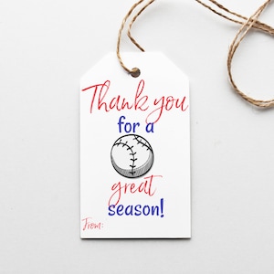 Étiquette de cadeau imprimable de baseball, merci pour une étiquette de faveur de grande saison, fin d'année, All Star, étiquette d'été imprimable, téléchargement immédiat PDF JPG