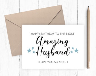 Husband Birthday Card, Happy Birthday Husband, Printable Card, Husband Birthday Card, Birthday Card, Instant Download