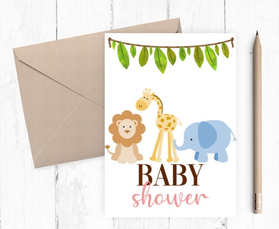 Printable Safari Baby Shower Card Safari Baby Shower Welcome - Etsy