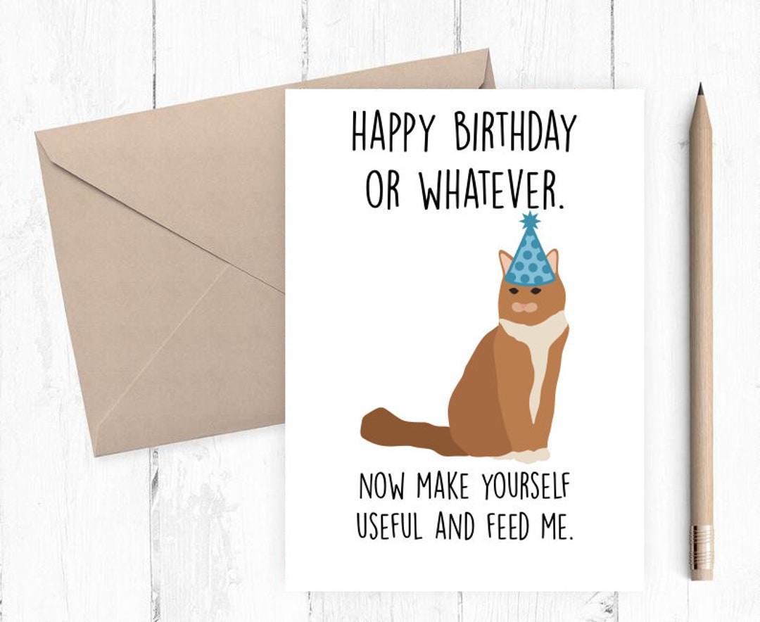 Funny Cat Birthday Card, Birthday Printable Card, Funny Cat Printable ...