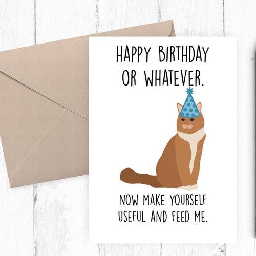 Funny Cat Birthday Card Birthday Printable Card Funny Cat - Etsy