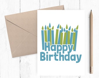 Printable Happy Birthday Card, Happy Birthday Card, instant download PNG PDF 5x7