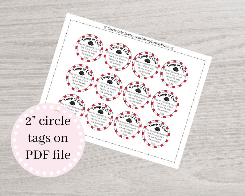 Printable Lump of Coal Hot Cocoa Bomb Labels Hot Chocolate Etsy