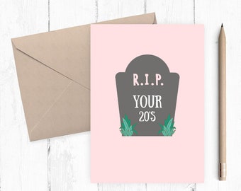 Funny 30th birthday card, Birthday 30 years old Printable Card, RIP 20's birthday card, funny birthday card, instant download PNG PDF 5x7
