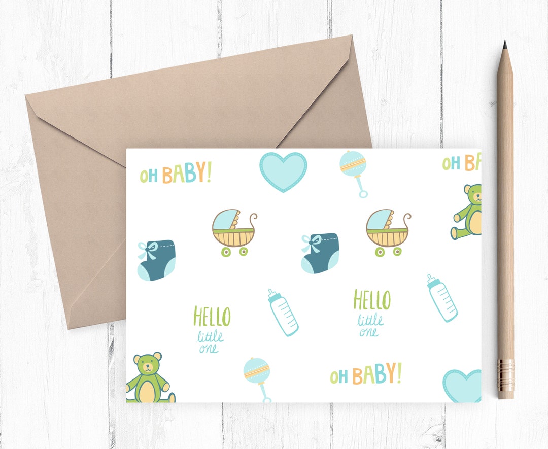 Printable Baby Shower Card, Boy Baby Shower Card, Instant Download, 5x7 ...