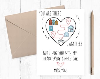 Miss you card, Printable miss you card, Quarantine Card, I miss you card, Instant Download, Included Envelope Template