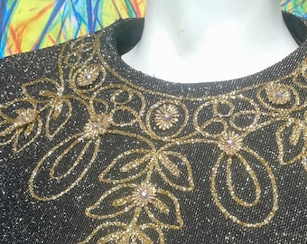 Vintage negro y oro a medida Lurex vestido