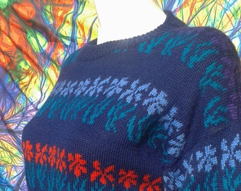 Vintage 1980's Multicolor Floral Ugly Sweater
