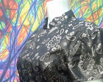 Vestido de noche vintage de brocado negro y dorado de 1960