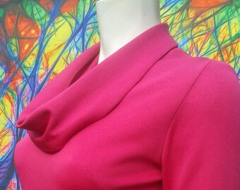 Vintage 70's Cowl Necked Dress with Circle Skirt