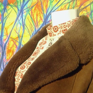 Vintage 1960&#39;s Full Length Shearling Coat with Oversized Collar