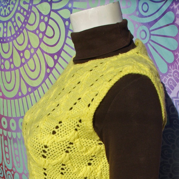 Vintage 1950's / 1960's Lemon Yellow Knitted Tank Top by Beeline Fashions