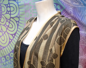 Chaleco Vintage 1970's Gold Lurex Geoprint
