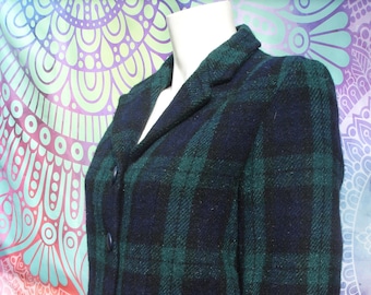 Vintage 1960's Ladies Black Watch Tartan Skirt Suit en Harris Tweed por Selfridges