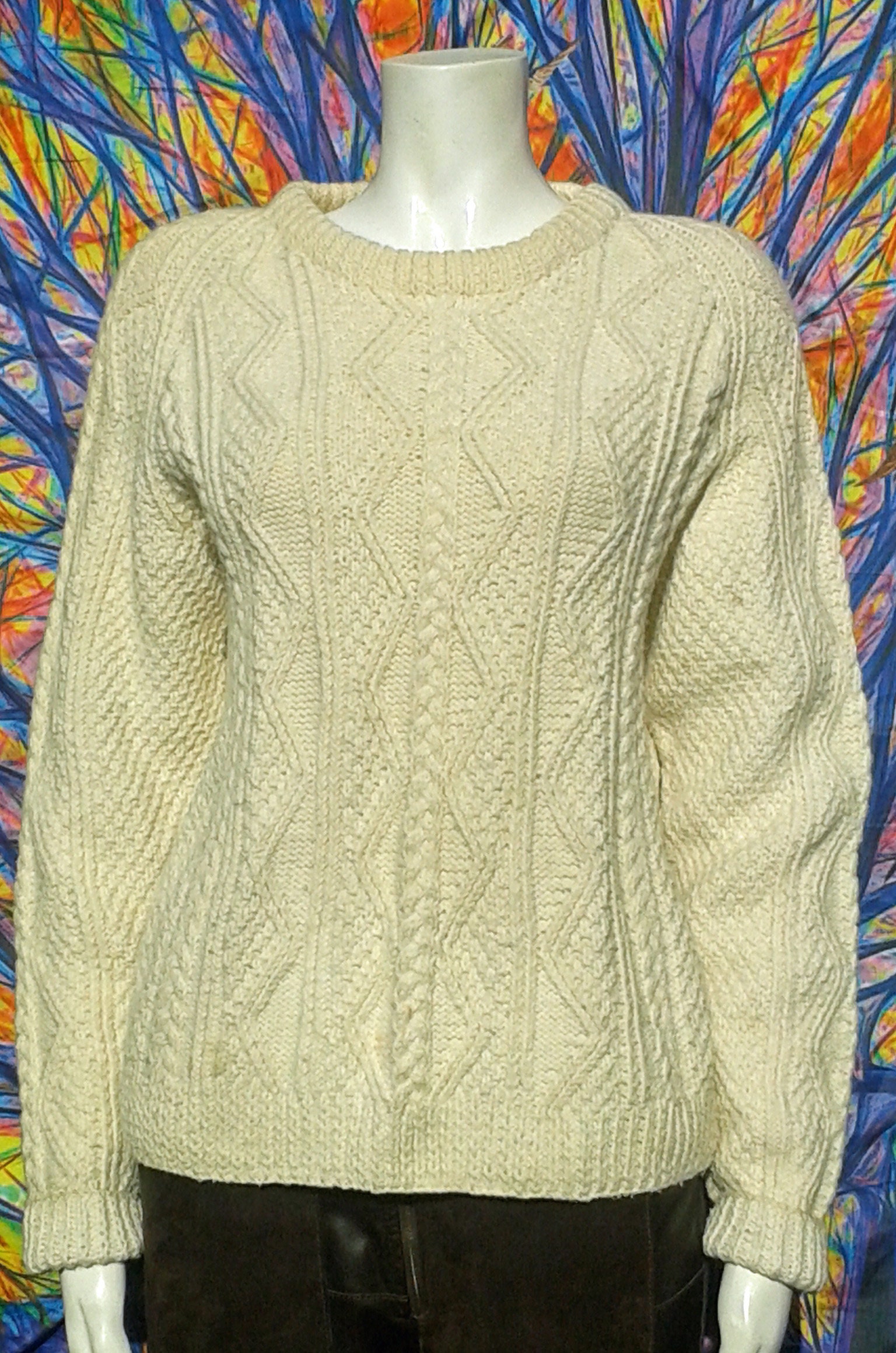 Vintage 1960's Handmade Cream Wool Cable Knit Sweater - Etsy UK