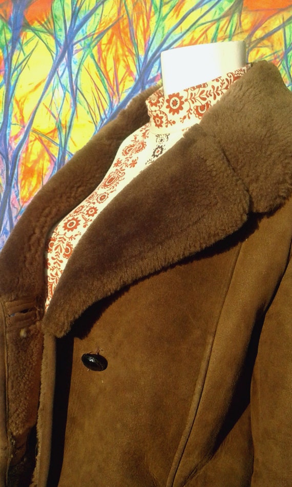 Vintage 1960's Full Length Shearling Coat with Ove
