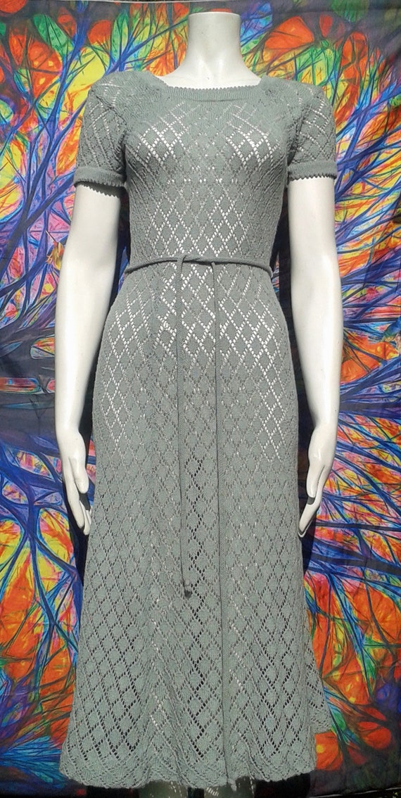 Vintage 1960s / 1970's long knitted dress by Jers… - image 2