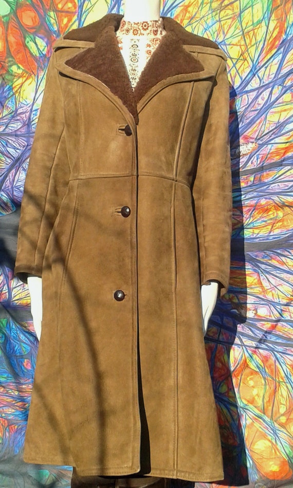 Vintage 1970's Full Length Shearling Coat with Ov… - image 2