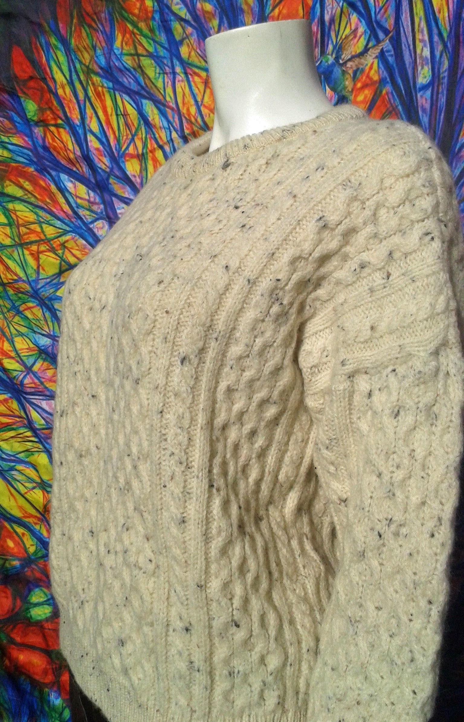 Vintage 80 s Naturally British Pure Wool Cable Knit Sweater Etsy