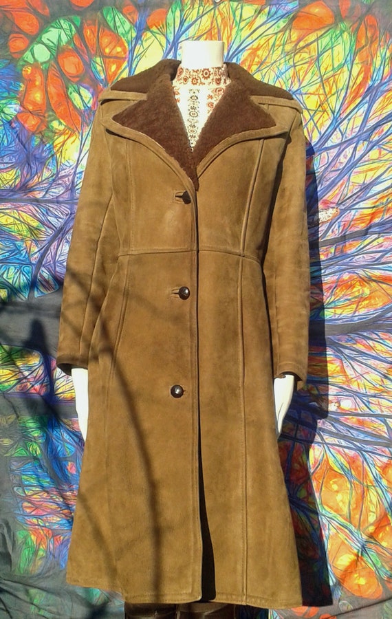 Vintage 1970's Full Length Shearling Coat with Ov… - image 7