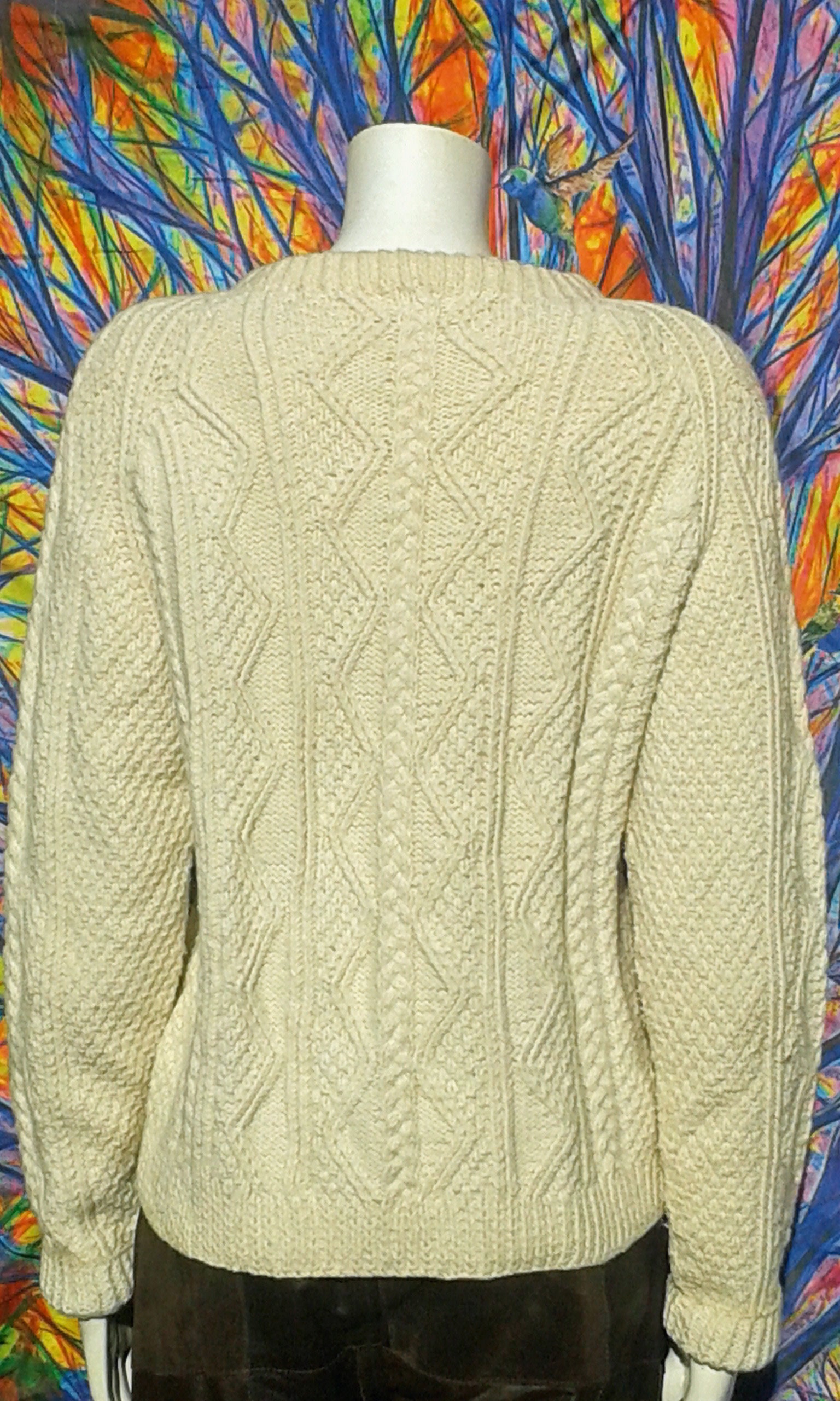 Vintage 1960's Handmade Cream Wool Cable Knit Sweater - Etsy UK