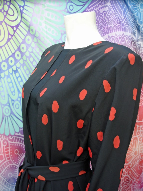 Vintage 1980's Black and Red Spotted Dress by Tric