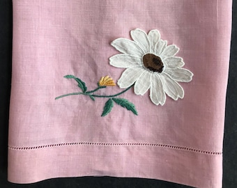 Vintage Pink Linen Finger Tip Towel
