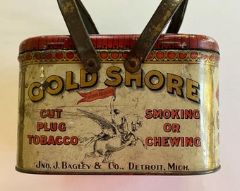 Antique Gold Shore Tobacco Tin