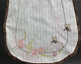 Vintage Apron Embroidered And Worn